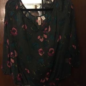 NWOT floral mesh top